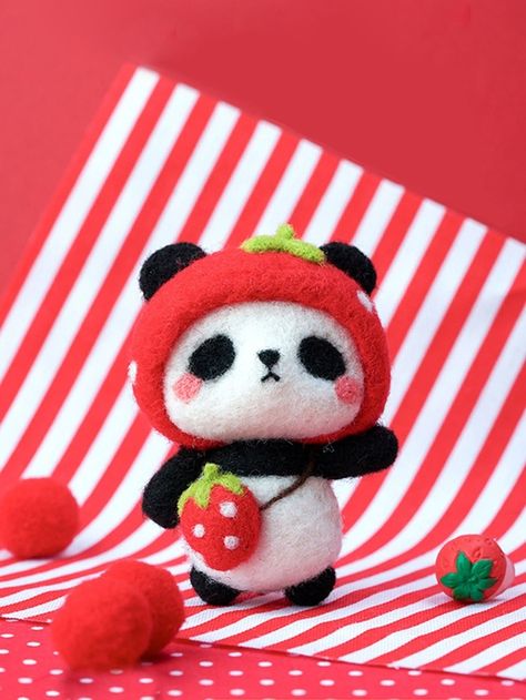 Felt Ball Crafts, Panda Jewelry, Clay Pins, Needle Felting Diy, Felting Ideas, Needle Felting Kits, Felt Wool, Needle Felting Projects, Textile Crafts