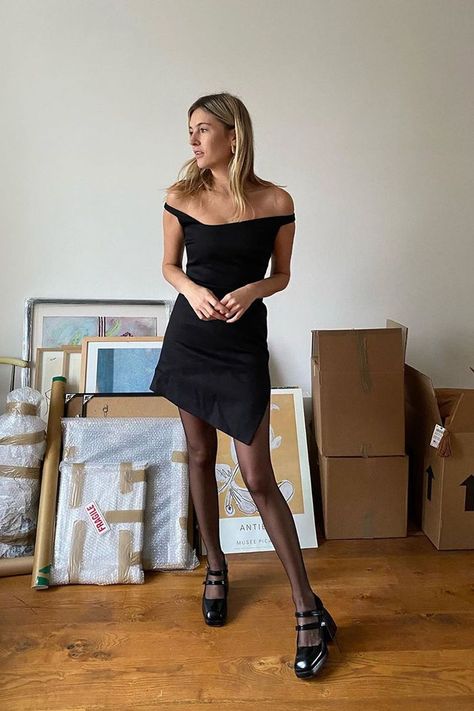 Little Black Dress With Tights, Dress With Tights Outfit, Mary Jane Outfit, Mary Janes Outfit, Mary Jane Shoes Outfit, Dresses With Black Tights, Black Tights Outfit, Dress And Tights, Sheer Black Tights