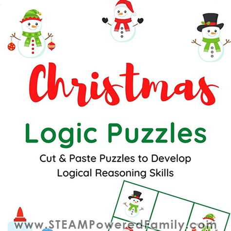 Christmas Coding STEM Printables - Coding, Math and Art for the Holidays Christmas Logic Puzzles Free, Stem Printables, Stem Jobs, Skills For Students, Logic And Critical Thinking, Math Logic Puzzles, Logical Reasoning, Stem Lesson, Brain Learning