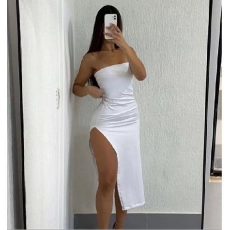 Dê uma olhada em vestido Suplex Premium mídi longo feminino elegante com fenda