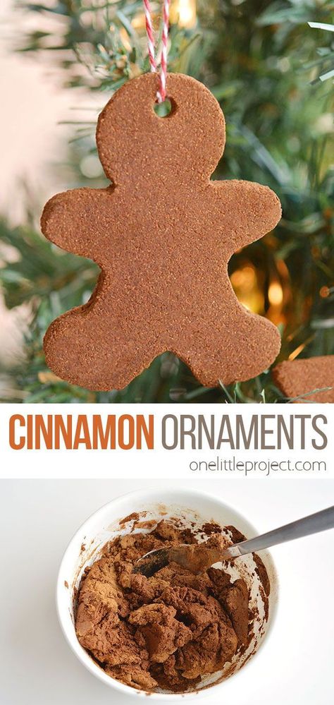 Christmas Tree Ornaments Diy Cinnamon, Easy Gingerbread Ornaments For Kids, Easy Cinnamon Ornaments For Kids, Cinnamon Christmas Tree Ornaments, Cinnamon Xmas Ornaments, Cinnamon Decorations Christmas, Smell Good Ornaments, Cinnamon Diy Ornaments, Cinnamon Cookie Ornaments