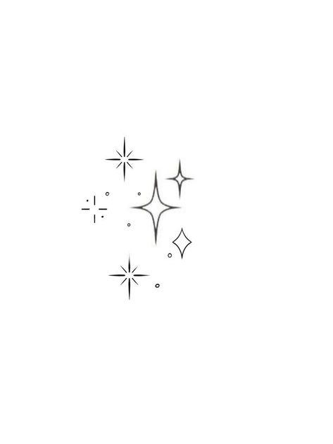 Tattoo Sheets Small, Sparkle Line Art, Twinkle Tattoo Design, 6 Stars Tattoo, Glitter Star Tattoo, Tattoo Sparkle Stars, Disney Sparkle Tattoo, 5 Star Tattoo Designs, Twinkles Tattoos