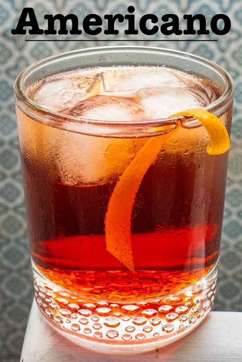 Man Cocktails, Americano Drink, Americano Cocktail Recipe, Men Drinks, Italian Cocktail Recipes, Campari Drinks, Americano Recipe, Manly Cocktails, Amaro Cocktails