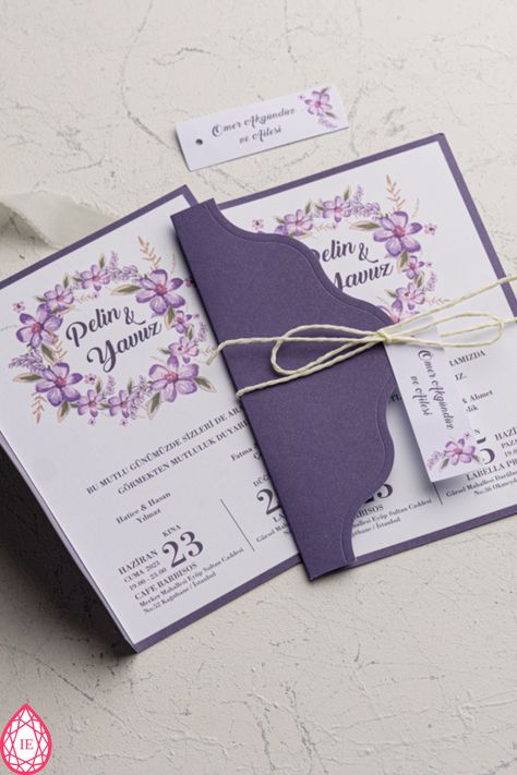 Purple Wedding Invitations Elegant, Purple Invitation Card, Wedding Invitations Purple, Wedding Invitation Purple, Clear Wedding Invitations, Wedding Invitations Unique, Wedding Invitations Leaves, Pocket Fold Wedding Invitations, Purple Tone