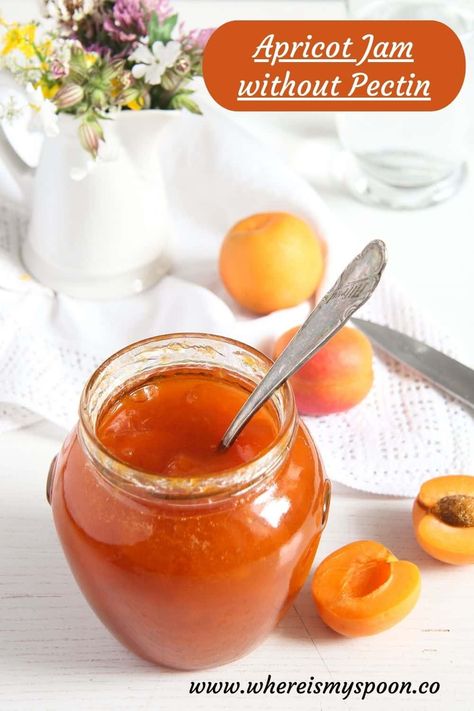 Indulge in the sweet taste of homemade apricot jam without pectin! This easy recipe captures the essence of summer in a jar, perfect for spreading on toast or adding to your favorite desserts. Enjoy the pure flavor of ripe apricots with just three simple ingredients. #apricotjam #homemadejam #fruitpreserves #nopectin #summerrecipes #easyrecipes #canning #preserving #homesteading #DIYfood #simplepleasures #breakfastideas #farmtotable #naturalingredients #homecooking Apricot Jam Recipe, Apricot Jam Recipes, Apricot Recipes, Homemade Pantry, Fruit Preserves, Jam Recipe, Spread Recipes, Apricot Jam, Asiago