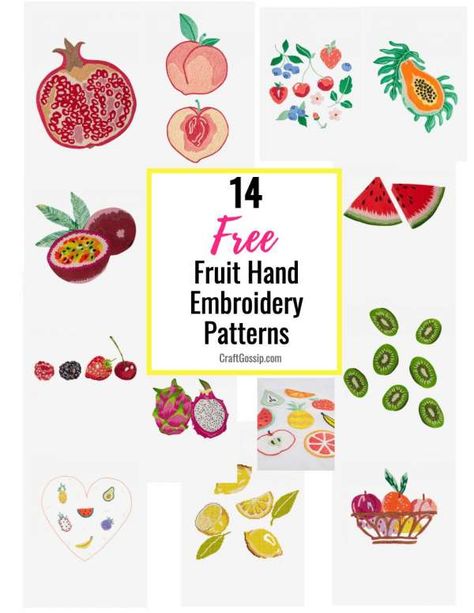 14 Free Fruit DMC Hand Embroidery Patterns – Needle Work Fruit Cross Stitch Patterns Free, Fruits Embroidery, Fruit Crochet, Embroidered Fruit, Fruit Embroidery, Kitchen Embroidery, Creative Creations, Free Fruit, Lemon Patterns