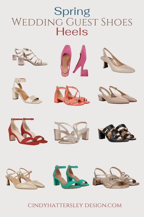 Wedding Guest Shoes Heels Wedding Guest Shoes Heels, Shoes For Wedding Guest, Wedding Guest Heels, Outdoor Wedding Shoes, Classy Flats, Cindy Hattersley, Formal Heels, Spring Wedding Guest, Comfortable Chic