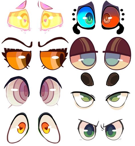 Glasses How To Draw, Eye Drawing Ideas Cartoon, Stylized Eye Reference, Art Tips Drawing, Different Ways To Draw Eyes Cartoon, Illustration Eyes Design, Eye Color Ideas Drawing, Eyes Drawing Shapes, Eye Shines Drawing