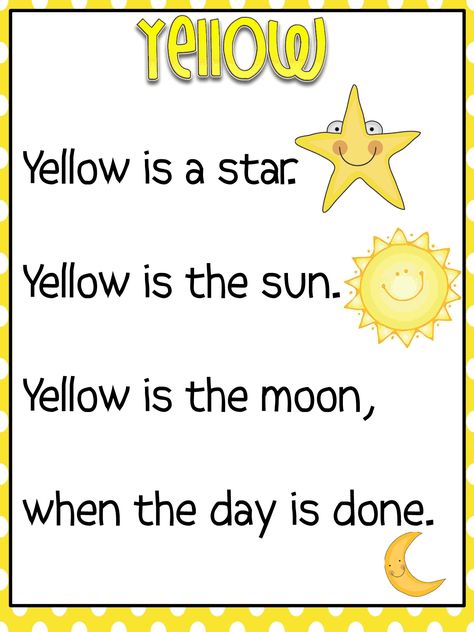 Color Word Poems printable posters Kindergarten Poems, Preschool Poems, Kindergarten Colors, Kindergarten Songs, Classroom Songs, Color Songs, Preschool Colors, Kids Poems, Teaching Colors