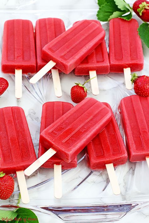 clean eating, dairy free, easy recipe, fresh strawberries, garden strawberries, gluten-free, healthy, Healthy Strawberry Popsicles Recipe, homegrown strawberries, homemade popsicles, kid-friendly, maple from Canada, organic maple syrup, popsicles, vanilla cashew milk, refined-sugar-free, vegan Strawberry Popsicles Recipe, Cucumber Bites Appetizers, Strawberries Garden, Garden Strawberries, Frozen Popsicles, Frozen Pops, Healthy Popsicle Recipes, Strawberry Popsicles, Popsicles Recipe