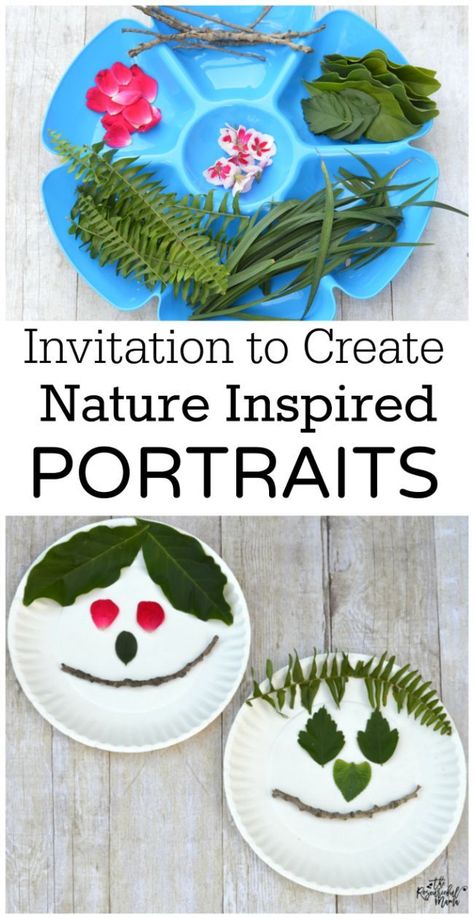 Explore your back yard and use items from nature to create a portrait. Such a fun craft for the kids! Invitation To Create, Forest School Activities, Nature School, Nature Camping, Kid Craft, Aktivitas Montessori, Nature Kids, Camping Crafts, Nature Activities