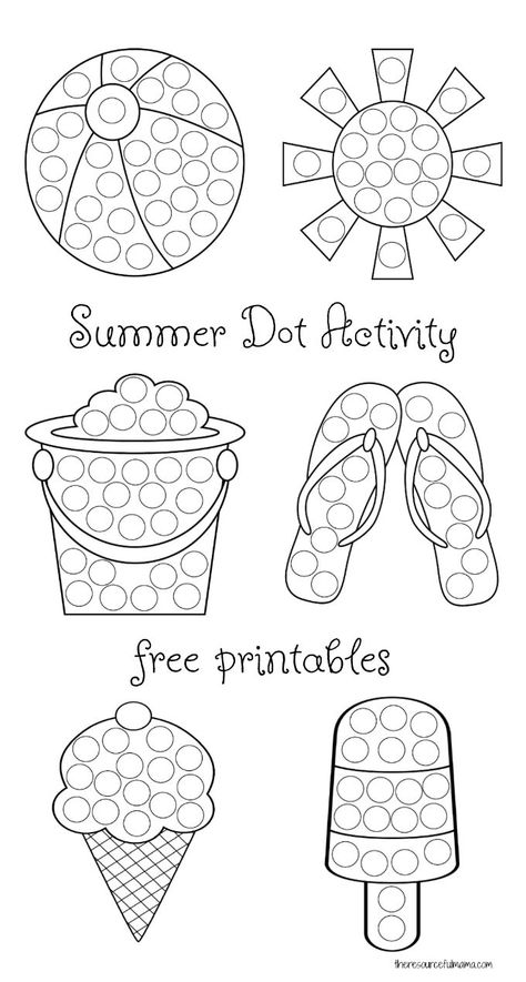 Keep kids busy this summer with these summer dot painting worksheets. These summer dot activity printables work great with do a dot markers and dot stickers. They help kids build fine motor and hand eye coordination. Beach Ball Paper Plate Craft, Fine Motor Summer Activities For Preschoolers, Outside Art Preschool, Beach Ball Craft Toddler, Summer Art Preschool Craft Ideas, Summer Preschool Curriculum, Beach Dot Art, Summer Dot Marker Printables Free, Preschool Beach Theme Activities