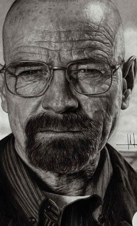 Hyperrealistic Drawing, Realistic Sketch, Realistic Pencil Drawings, Bryan Cranston, Bad Art, Charcoal Art, Meaningful Art, Celebrity Drawings, Walter White