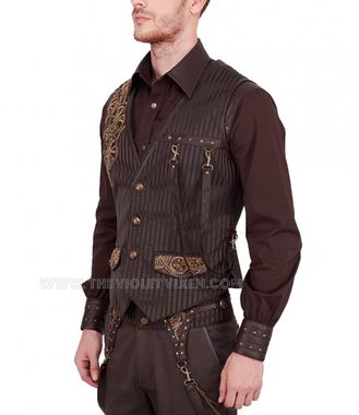 Mens Steampunk Vest $168.00 AT vintagedancer.com Mens Steampunk Vest, Steampunk Waistcoat, Brocade Vest, Vampire Outfit, Moda Steampunk, Male Steampunk, Authentic Corsets, Steampunk Vest, Lolita Outfit