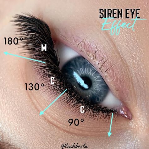 🌟Lash Placement Hack🌟Changing the degree of your placement can take any set from oouu 😌 to ahhh😍⁠ ⁠ We always recommend planning your lash map when the client’s eye is open. Then, consider how the angle you place lashes at can impact the overall look of the set. Need more lift? Direct those lashes forward at a 90° angle. Want them more elongated? Direct the lashes outward toward a 180° angle. 📐⁠ ⁠ Try this the next time you’re using more advanced curls like L and M, and tell us how it goes! L Curl Eyelash Extensions, Eyelash Extensions Tools, Lash Placement, Lash Map, Lash Mapping, Professional Skin Care Products, Brow Lamination, Derma Roller, Lash Extension