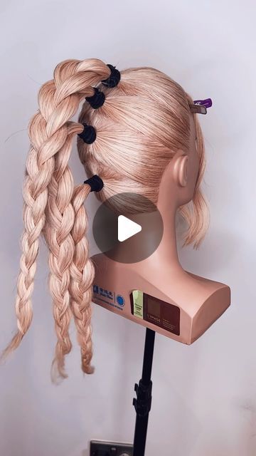 Mark Nelson-Wolter on Instagram: "✨💕 4 PONYTAIL BRAIDS INTO A MOHAWK! Hair Up Do Tutorials @markjohnhair LONDON 💕✨ 
.
.
#braid #braids #braidstyles #braidgang #mohawk #hairtutorial #hairtutorials #hairup #hairups #updo #updos #updostyles #upstyle #hairvideo #hairvideos #updotutorial #texturedhair #pinkhair #hairfashion #hairideas #hairstyles #hairreels #igreels #hairart #hairartist #arty #artistic #artist #ponytail" Two Ponytail Bun, Mohawk Buns Hairstyles, Braid Into Ponytail Hairstyles, Mohawk Bun Hairstyles, Hair Updos With Braids, Bubble Braid Updo, 4 Ponytail Braids, Braided Up Do, Mohawk Buns