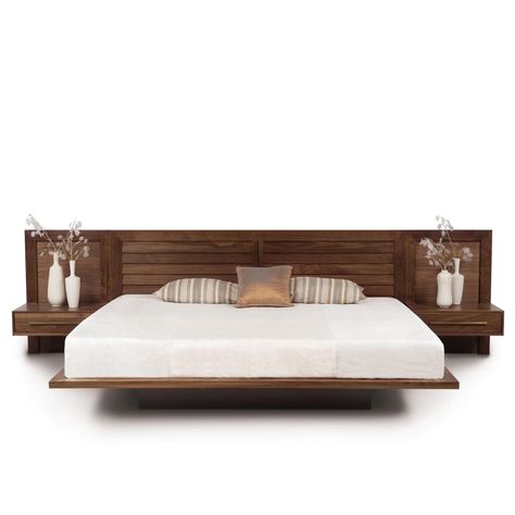 Copeland Moduluxe Bed with Nightstands Bed With Nightstands, Modern Wooden Bed, Wooden Bed With Storage, Wooden King Size Bed, Bed Designs With Storage, Platform Bed Designs, Bed Frame Design, Wooden Bed Design, Headboard Styles