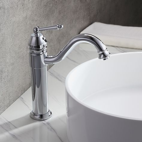 Adena Traditional Monobloc Single Lever Handle Bathroom Mid Tall Basin Mixer Tap in Polished Chrome Polished Chrome Bathroom, Bathroom Ensuite, Downstairs Loo, Bathroom Taps, Bath Taps, Bathroom Inspiration Decor, Basin Mixer Taps, Sink Taps, Basin Taps