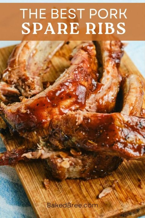 Pork Spare Ribs Recipe | Baked Bree Pork Spare Ribs Recipe Grill, Pork Spare Ribs Oven, Baked Spare Ribs, Bbq Pork Spare Ribs, Pork Spare Ribs Recipe, Spare Ribs Recipe, Spareribs Recipe, Pork Spareribs, Smoked Chicken Recipes