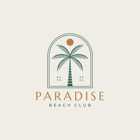 Resort Logo Design, Tent Logo, Miami Logo, Tree Logo Design, Beach Logo, Palm Tattoos, Resort Logo, Identity Design Inspiration, Hotel Logo