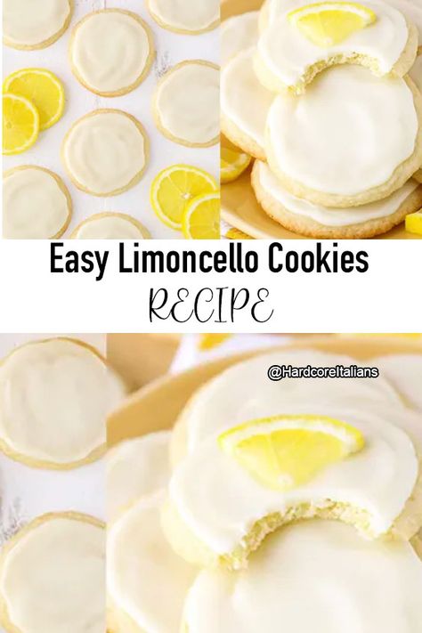 Lemoncello Recipes Easy, Limoncello Cookies Recipe, Cooking With Limoncello, Limoncello Dessert Recipes, Lemoncello Recipes Cookies, Delish Italian Lemon Cookies, Limoncello Ricotta Cookies, Limoncello Cookies, Lemoncello Recipes