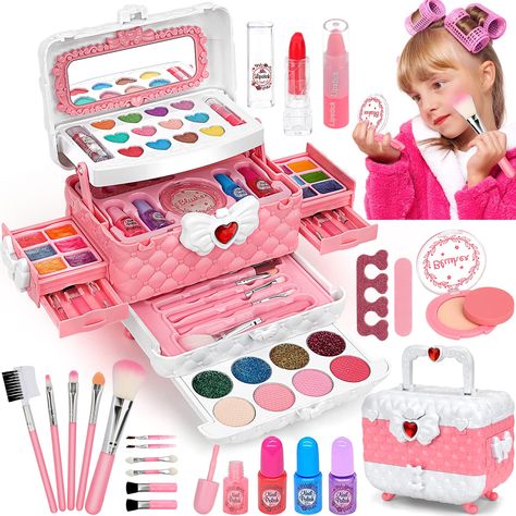 PRICES MAY VARY. ❤️KIDS MAKEUP KIT FOR GIRL: Girls makeup set with almost all needed for make up and nail painting, including 12 matte eyeshadow, 16 glitter eyeshadow, 4 blush, 4 nail polish, 3 lipsticks, 1 pressed powder, 1 makeup sponge, 1 nail file, 1 finger separator, 11 makeup brushes and 1 cosmetic case with mirror.the little princess makeup set girl toys can meet children's curiosity about beauty. ❤️SAFE & NON-TOXIC WASHABLE KIDS MAKEUP: Your kids safety is our number one priority. Our dr Barbie Makeup Kit For Kids, Barbie Makeup Kit, Finger Separator, Gift For Kids Girl, Girls Makeup Set, Kids Makeup Kit, Makeup For Kids, Miraculous Ladybug Toys, Makeup Toys