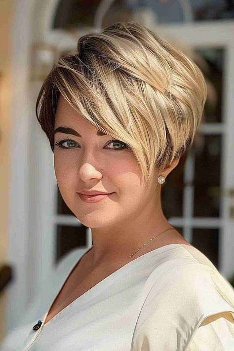 Short Haircuts With Long Bangs, Short Pieces Of Hair Around Face, Long Pixie Thick Hair, Short Bob Haircuts For Women Over 50, Short Angled Bob Haircut Stacked, Long Pixie Cut Round Face, Long Pixie Haircut For Thick Hair, Bixie 2022, Short Stacked Bob Haircut Over 50