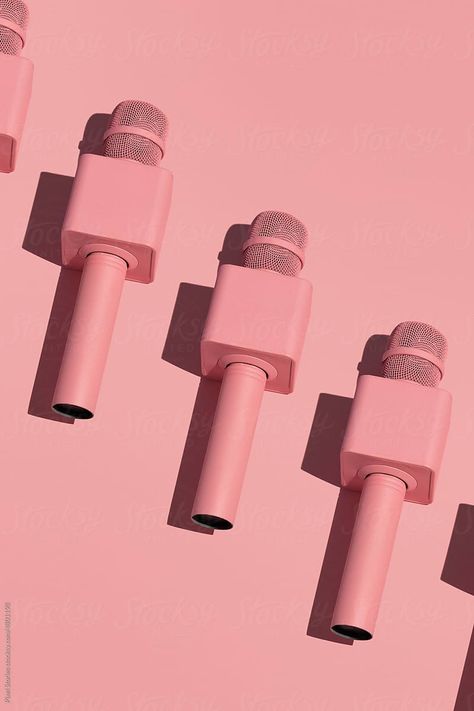 "Pink Microphones On Pink Background. Repetition Pattern." by Stocksy Contributor "Pixel Stories" - Stocksy Pink Podcast Aesthetic, Pink Microphone Aesthetic, Podcast Background, Pink Microphone, Repetition Pattern, Podcast Aesthetic, Pink Telephone, Pink Phone, Microphones