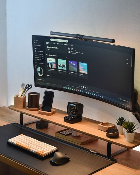 Minimal Desk, Computer Desk Setup, Home Studio Setup, Desktop Setup, Desk Inspiration, Dream Office, Bedroom Setup, Minimalist Office, Gaming Room Setup