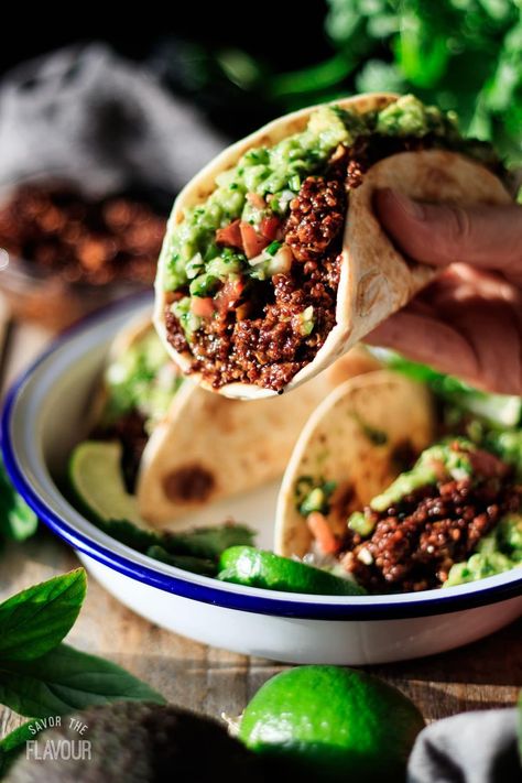 Quinoa taco meat is an easy plant based recipe that is high in protein, vegan, and gluten free.  It is simple to make and transforms plain quinoa into a delicious taco filling that kids love.  A must try! Plant Based Mexican Food, Meatless Meat Recipes, Plant Based Recipes Protein, Legume Based Meals, Vegan Whole Food Recipes Plant Based, Plant Based For Picky Eaters, Plant Based Quinoa Recipes, Wholefood Vegan Recipes, Healthy Vegan Summer Recipes