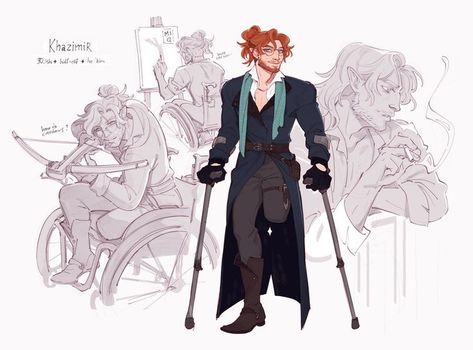 Disabled Character Art, Disabled Character Design, Disabled Oc, Dnd Oc, Crutches, Character Design References, Character Creation, At A Glance, Dnd Characters