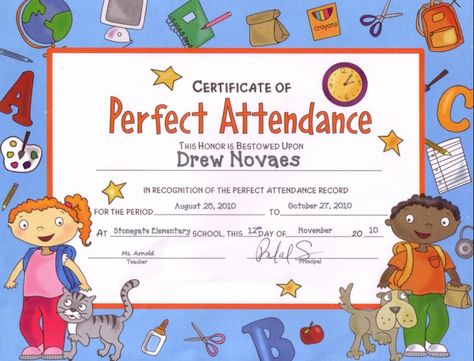 Perfect attendance award. Perfect Attendance Award, Perfect Attendance Certificate, Attendance Certificate, Certificate Of Recognition Template, Christian Background Images, Remedial Reading, Sunday School Projects, Free Baby Shower Invitations, Kindergarten Portfolio