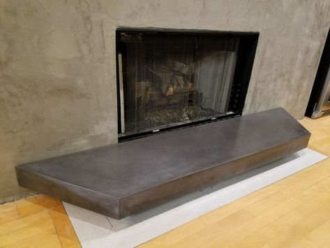 Picture of GFRC Floating Concrete Hearth for Concrete & Wood Fireplace Wood Stove Hearth Pads, Floating Hearth, Concrete Hearth, Hearth Pad, Hearth Pads, Wood Stove Hearth, Glass Fiber Reinforced Concrete, Floating Fireplace, Smooth Concrete