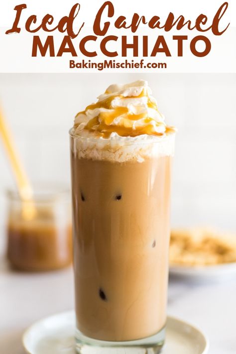 Iced Caramel Macchiato Recipe, Caramel Macchiato Recipe, Iced Caramel Macchiato, Macchiato Recipe, Ice Caramel Macchiato, Cold Coffee Recipes, Iced Coffee At Home, Iced Coffee Drinks, Easy Coffee Recipes