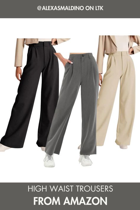 The best high waist trousers from amazon. Comfortable and affordable. Perfect for your next work outfit idea. Abercrombie trouser dupe. Knit Structure, High Waist Trousers, Womens Wide Leg Pants, Best Amazon, High Waisted Trousers, Outfit Idea, Amazon Fashion, Featuring Dress, Work Outfit