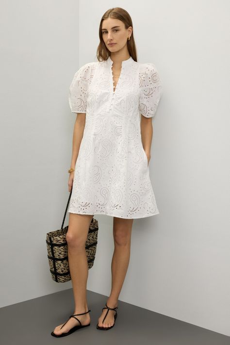 Club Monaco Eyelet Balloon Sleeve Mini Dress Courthouse Dresses, Eyelet Lace Dress, Business Casual Summer, Business Casual Work, Summer Celebration, Rent The Runway, Weekend Style, Club Monaco, Party Looks