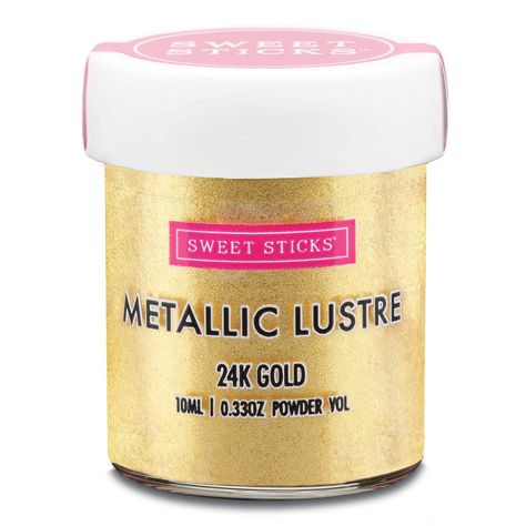 Arrives by Mon, Feb 12 Buy Sweet Sticks Metallic Luster Dust Color Powder, 4 Grams "24K Gold" at Walmart.com Paint On Fondant, Sweet Sticks, Edible Luster Dust, Gold Luster Dust, Airbrush Machine, Edible Paint, Luster Dust, Rolling Fondant, Clear Liquids