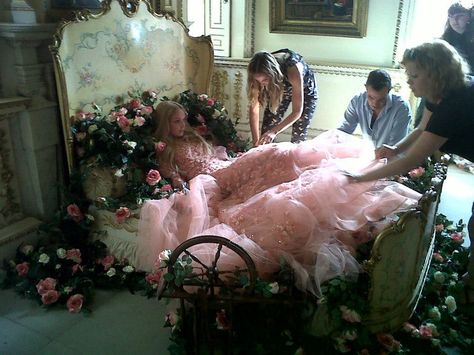 Princess Aurora’s Gown… by Elie Saab Fairy Shoot, Aurora Gown, Twelve Dancing Princesses, Princess Photo, Rosé Aesthetic, Beauty Photoshoot, Briar Rose, Fairytale Fantasy, Princess Aurora