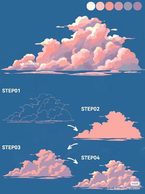 tutorial on drawing clouds الفن الرقمي, Istoria Artei, Concept Art Tutorial, Seni Dan Kraf, Digital Art Beginner, Digital Painting Tutorials, Diy Canvas Art Painting, Art Inspiration Painting, Painting Art Projects