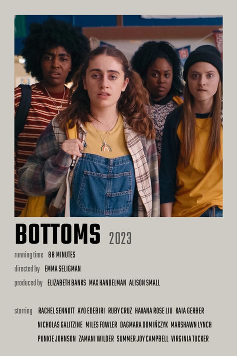 Bottoms Movie Poster Movies To Watch Teenagers, New Movies To Watch, Girly Movies, Film Posters Minimalist, Most Paused Movie Scenes, The Pause, Great Movies To Watch, I Love Cinema, Movie Poster Wall