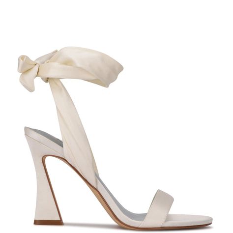 Kelsie Ankle Wrap Heeled Sandals - Nine West Ivory High Heels, Graduation Heels, Graduation Shoes, Ankle Wrap Heels, Prom Heels, Bridal Heels, Wrap Heels, Open Toed Heels, Ankle Wrap