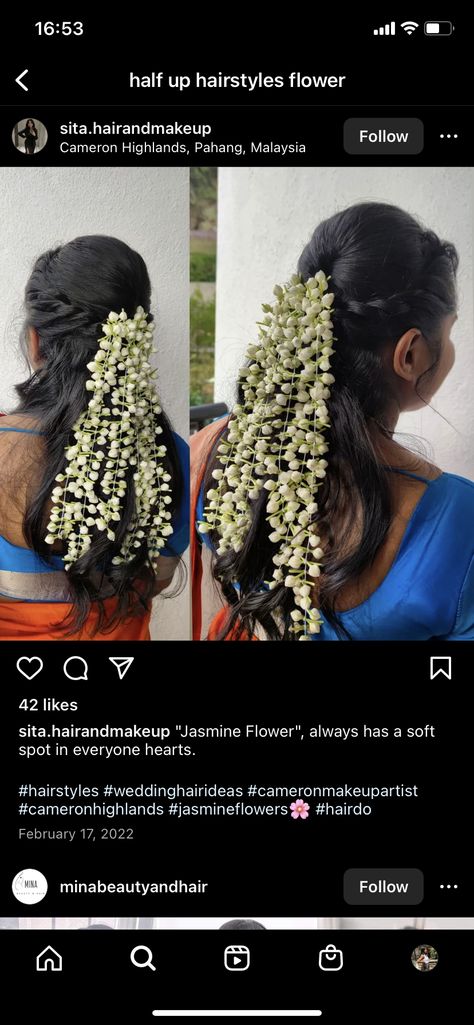 Cameron Highlands, Open Hairstyles, Jasmine Flower, Front Hair Styles, Half Up Hair, Half Up, Loose Hairstyles, Bridal Hair And Makeup, Prom Hair