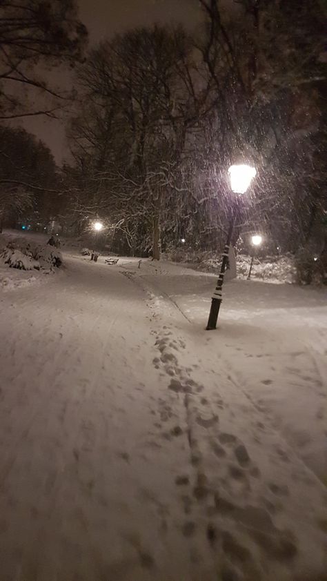 #snowy #night #nightwalk Snowy Night Wallpaper, Snowing Aesthetic, Snowing Aesthetic Wallpaper, Winter Snow Wallpaper, Scenery Winter, Snow Night, Snowy Night, Night Wallpaper, Snowy Weather