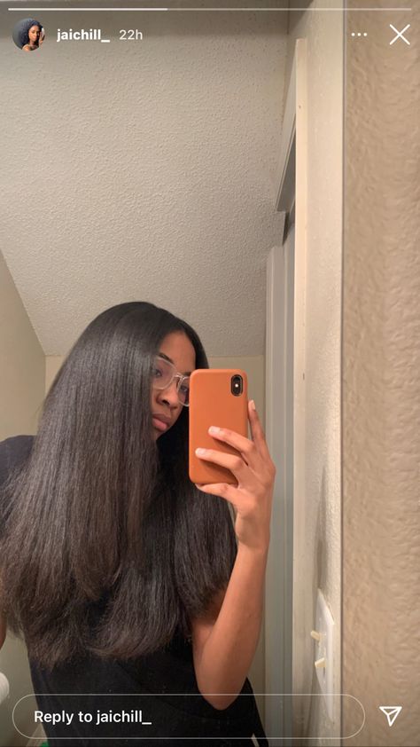 Thick Straight Hair Black Women, Long Flat Ironed Natural Hair, Silk Press On Thick 4c Hair, Silk Press Natural Hair Long Straight, Thick Hair Silk Press, Straightened Hair Black Women, Long Straight Hair Black Women Natural, Long 4c Natural Hair Silk Press, Long Natural Hair Silk Press