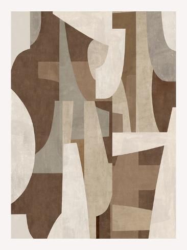 size: 12x9in Art Print: Mid-Century Browns V, 2023 by Parker Ross : Midcentury Modern Posters, Wall Art Mid Century Modern, Mid Century Abstract Art, 2025 Trends, Mid Century Artwork, Entryway Art, Panoramic Photography, 2023 Art, Contemporary Impressionism