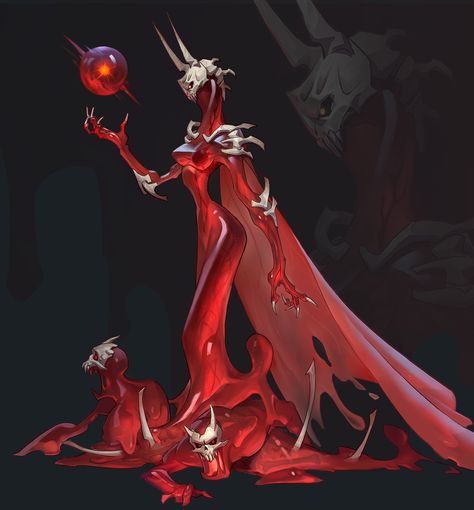 ArtStation - OOZE QUEEN Flesh Character Design, Eldritch Queen, Demon Queen Character Design, Ooze Monster Art, Ooze Character, Plasmoid Character Design, Red Demon Character Design, Ooze Monster, Blood Monster Art