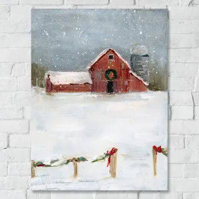 CHRISTMAS AT THE FARM | Shop Sales Events Antique Farmhouse Red Barn Painting, Christmas On The Farm, Barn Painting, Snowy Winter, Dog Wall Art, Poster Artwork, Decorating With Pictures, Antique Farmhouse, Christmas Paintings