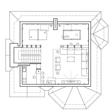 Pool Table Living Room, Plan Of A House, Living Room Top View, Floor Plan Sketch, Attic Floor, Architectural Plan, Basement Inspiration, Home Cinema Room, Recreational Room