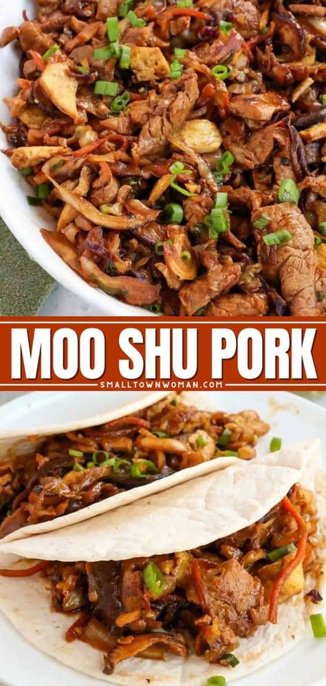 Moo Shu Pork, Moo Shu, Recipes Chili, Small Town Woman, Cake Pizza, Homemade Chinese Food, Asian Pork, Better Than Takeout, Pizza Sandwich