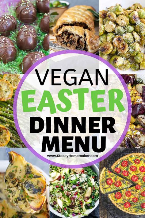 Not sure what vegan recipes to make for Easter dinner? This list has everything you need! Delicious and unique vegan recipes, a complete vegan Easter dinner menu + a printable grocery shopping checklist to make your shopping trip quick and easy. #VeganEasterRecipes #HealthyEasterRecipes Salads Strawberry, Easter Salads, Vegan Easter Dinner, Salads Green, Easter Salad Recipes, Vegetarian Easter, Easter Dinner Ideas, Easter Salad, Easter Dinner Menus